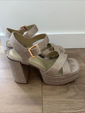 Chunky Platform Sandal in Sparkling Nude